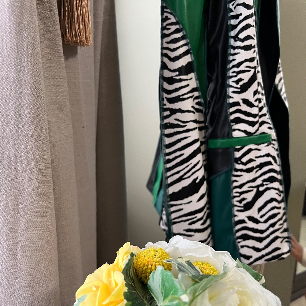 Leather Green Patchwork Jacket - image 1